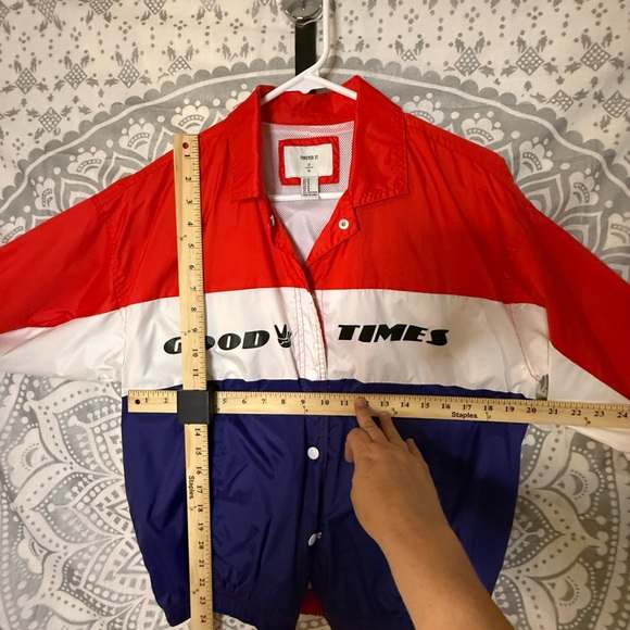 Forever 21 Red and White & Blue “Good Times” Windbreaker Jacket - Picture 3 of 4